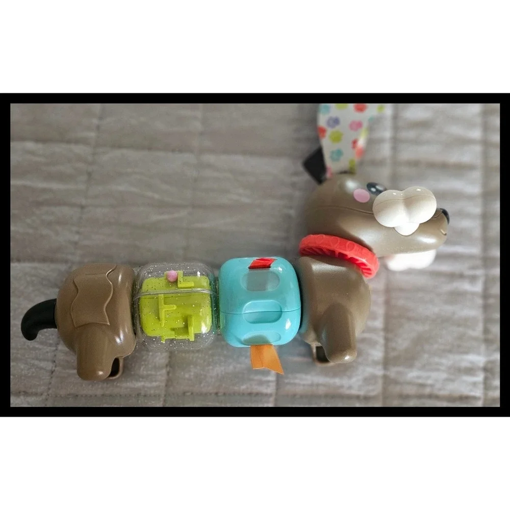 Fisher-Price Clicker‎ Dachshund Baby Sensory Toy Brown Blue Green Puppy Dog